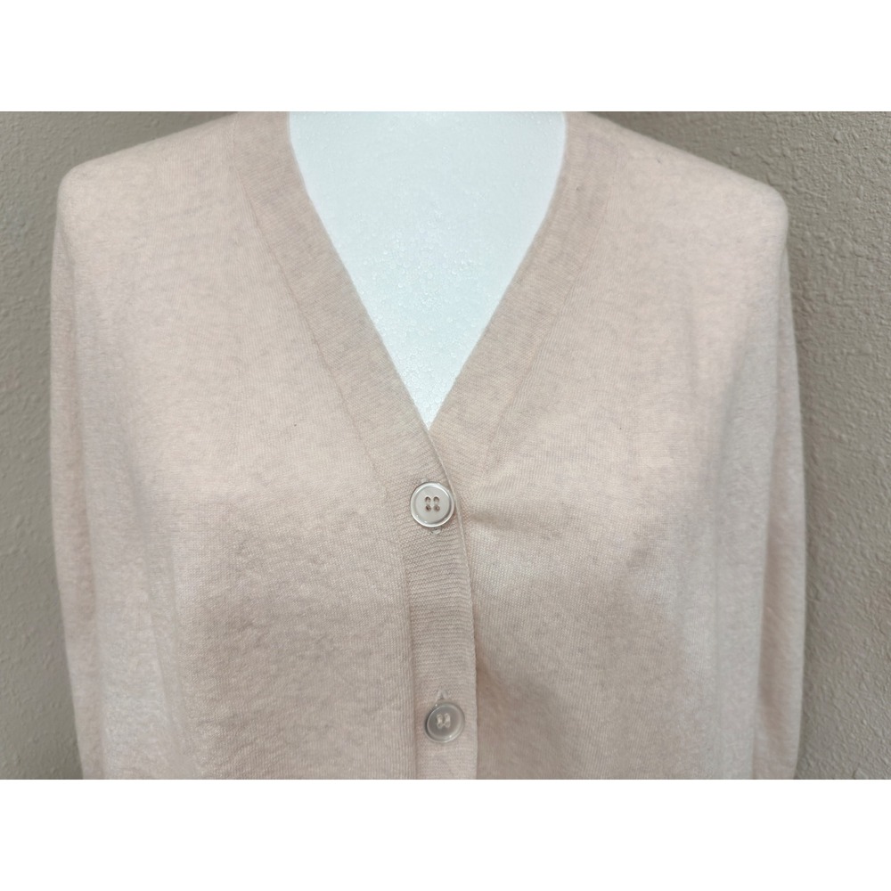Pilcro Cardigan Sweater Small Oatmeal Wool V-Neck Minimalist Quiet Luxury - Picture 2 of 7